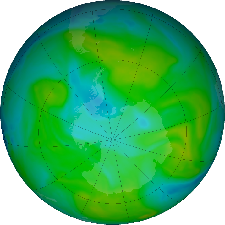 Antarctic ozone map for 16 December 2017